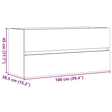 vidaXL Ντουλάπι Νιπτήρα Μαύρο 100x38,5x45cm Επεξεργασμένο Ξύλο 1 τεμ.