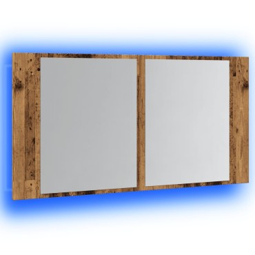 vidaXL Έπιπλο Καθρέφτη με LED Όψη Παλαιού Ξύλου 40x12x45cm Επεξ. Ξύλο 1 τεμ.