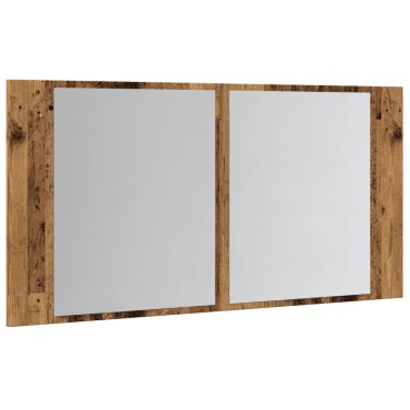 vidaXL Έπιπλο Καθρέφτη με LED Όψη Παλαιού Ξύλου 40x12x45cm Επεξ. Ξύλο 1 τεμ.