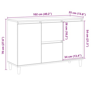 vidaXL Μπουφές Αρτισιανή Δρυς 102x35x70cm από Επεξεργασμένο Ξύλο 1 τεμ.
