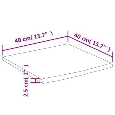 vidaXL Ράφι Επιτοίχιο Ορθ. Live Edge 40x40x2,5cm Μασίφ Ξύλο Ακακίας