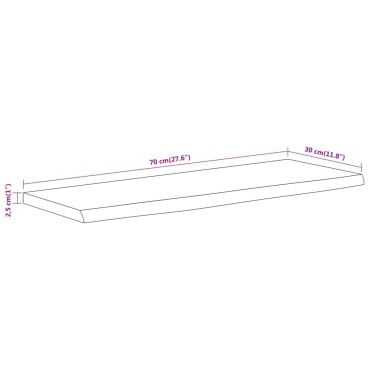 vidaXL Ράφι Επιτοίχιο Ορθ. Live Edge 70x30x2,5cm Μασίφ Ξύλο Ακακίας