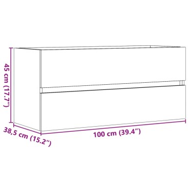 vidaXL Ντουλάπι Νιπτήρα Γκρι Σκυροδέματος 100x38,5x45cm Επεξ. Ξύλο 1 τεμ.