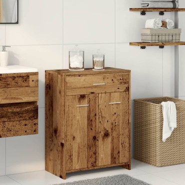 vidaXL Ντουλάπι Μπάνιου Όψη Παλαιού Ξύλου 60x33x80cm από Επεξ. Ξύλο