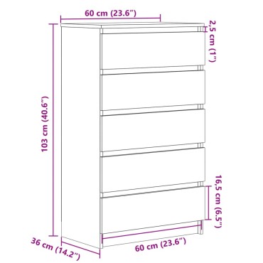 vidaXL Συρταριέρα Όψη Παλαιού Ξύλου 60x36x103cm Επεξεργασμένο Ξύλο 1 τεμ.