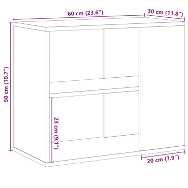 vidaXL Βοηθητικό Ντουλάπι Όψη Παλαιού Ξύλου 60x30x50cm Επεξ.Ξύλο 1 τεμ.