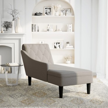 vidaXL Ανάκλιντρο Taupe Υφασμάτινο με Μαξιλάρι και Μπράτσο 110x54cm 1 τεμ.