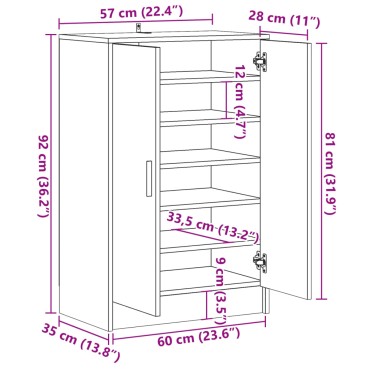 vidaXL Παπουτσοθήκη Αρτισιανή Δρυς 60x35x92cm Επεξεργασμένο Ξύλο