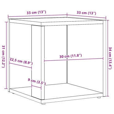 vidaXL Βοηθητικό Τραπέζι Αρτισιανή Δρυς 33x33x34cm Επεξ. Ξύλο 1 τεμ.