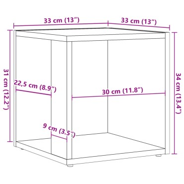 vidaXL Τραπέζι Βοηθητικό Παλαιό Ξύλο 33x33x34cm από Επεξ. Ξύλο