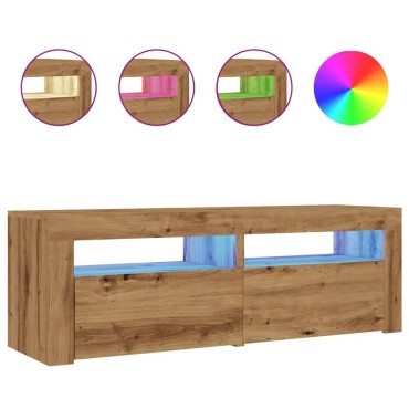 vidaXL Έπιπλο Τηλεόρασης με LED Αρτισιανή Δρυς 120x35x40cm Επεξ.Ξύλο