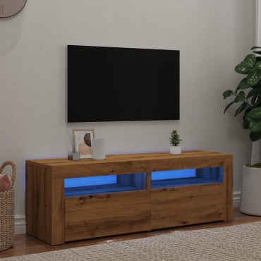 vidaXL Έπιπλο Τηλεόρασης με LED Αρτισιανή Δρυς 120x35x40cm Επεξ.Ξύλο