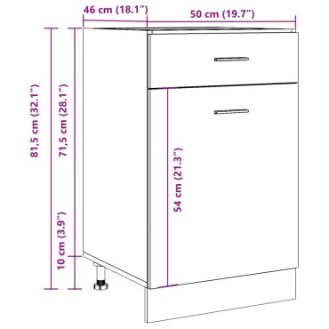 vidaXL Ντουλάπι με Συρτάρι Lyon Μαύρο 50x46x81,5cm Επεξ. Ξύλο 1 τεμ.