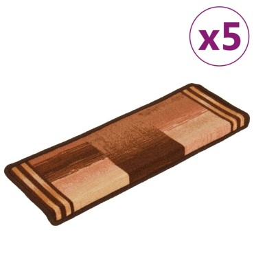 vidaXL Πατάκια Σκάλας Αυτοκόλλητα 5 τεμ. Καφέ 65x21x4 εκ.