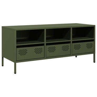 vidaXL Έπιπλο Τηλεόρασης Λαδί 101,5x39x43,5cm Ατσάλι Ψυχρής Έλασης