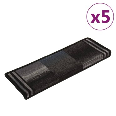 vidaXL Πατάκια Σκάλας Αυτοκόλλητα 5 τεμ. Μαύρα/Γκρι 65x21x4 εκ.