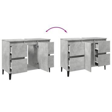 vidaXL Ντουλάπι Νιπτήρα Γκρι Σκυρ. 80x33x60cm Επεξεργασμένο Ξύλο 1 τεμ.