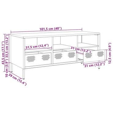 vidaXL Έπιπλο Τηλεόρασης Μαύρο 101,5x39x43,5cm Ατσάλι Ψυχρής Έλασης