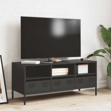 vidaXL Έπιπλο Τηλεόρασης Μαύρο 101,5x39x43,5cm Ατσάλι Ψυχρής Έλασης