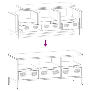 vidaXL Έπιπλο Τηλεόρασης Μαύρο 101,5x39x43,5cm Ατσάλι Ψυχρής Έλασης