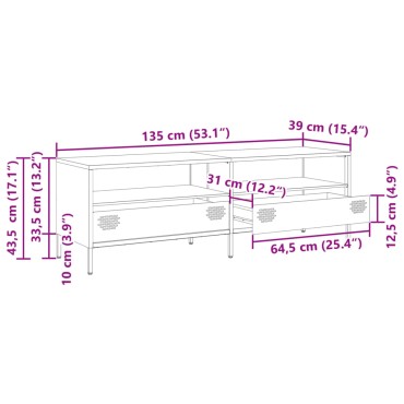 vidaXL Έπιπλο Τηλεόρασης Λαδί 135x39x43,5cm Ατσάλι Ψυχρής Έλασης