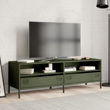 vidaXL Έπιπλο Τηλεόρασης Λαδί 135x39x43,5cm Ατσάλι Ψυχρής Έλασης