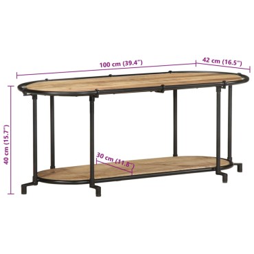 vidaXL Έπιπλο Τηλεόρασης 100x42x40cm Μασίφ Ακατέργ. Ξύλο Μάνγκο 1 τεμ.