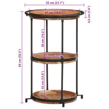 vidaXL Τραπεζάκι Βοηθητικό 55x83cm από Μασίφ Ξύλο Ακακίας 1 τεμ.