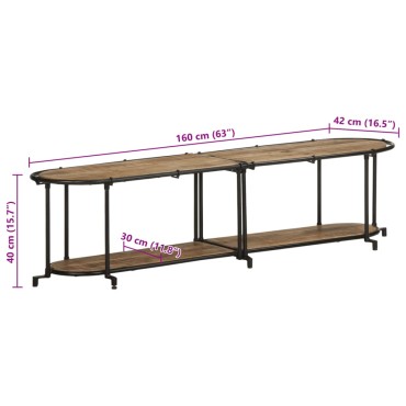 vidaXL Έπιπλο Τηλεόρασης 160x42x40cm Μασίφ Ακατέργ. Ξύλο Μάνγκο 1 τεμ.