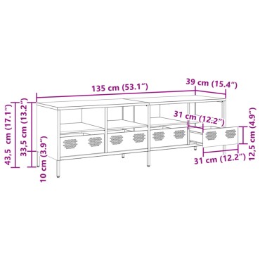 vidaXL Έπιπλο Τηλεόρασης Ανθρακί 135x39x43,5cm Ατσάλι Ψυχρής Έλασης