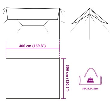 vidaXL Μουσαμάς Κάμπινγκ Αδιάβροχος Καφέ 406x306 εκ.