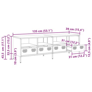 vidaXL Έπιπλο Τηλεόρασης Λαδί 135x39x43,5cm Ατσάλι Ψυχρής Έλασης