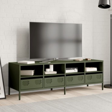 vidaXL Έπιπλο Τηλεόρασης Λαδί 135x39x43,5cm Ατσάλι Ψυχρής Έλασης