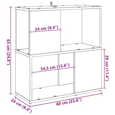 vidaXL Βιβλιοθήκη Αρτισιανή Δρυς 60x24x63cm Επεξεργ. Ξύλο 1 τεμ.