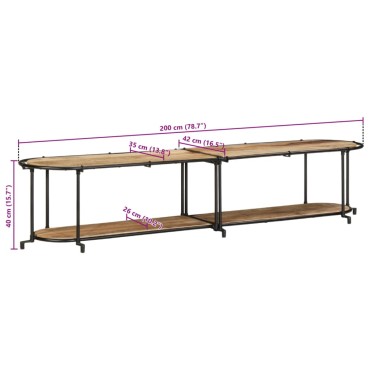 vidaXL Έπιπλο Τηλεόρασης 200x42x40cm Μασίφ Ακατέργ. Ξύλο Μάνγκο 1 τεμ.