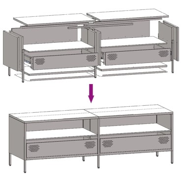 vidaXL Έπιπλο Τηλεόρασης Ανθρακί 135x39x43,5cm Ατσάλι Ψυχρής Έλασης