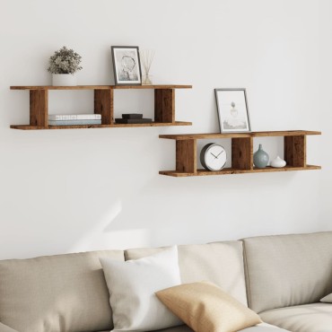 vidaXL Ραφιέρες Τοίχου 2 τεμ. Μαύρες 90x18x20cm Επεξεργ. Ξύλο