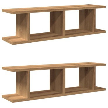 vidaXL Ραφιέρες Τοίχου 2 τεμ. Αρτισιανή Δρυς 75x18x20cm Επεξεργ. Ξύλο