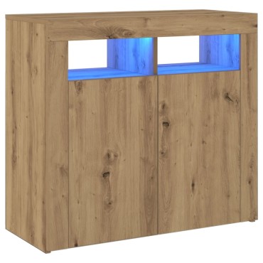 vidaXL Ντουλάπι με LED Αρτισιανή Δρυς 80x35x75cm Επεξ. Ξύλο 1 τεμ.