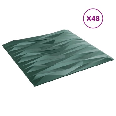 vidaXL Πάνελ Τοίχου 48 τεμ. Πράσινη Σχ. Πέτρα 50x50 εκ. 12 μ² από XPS