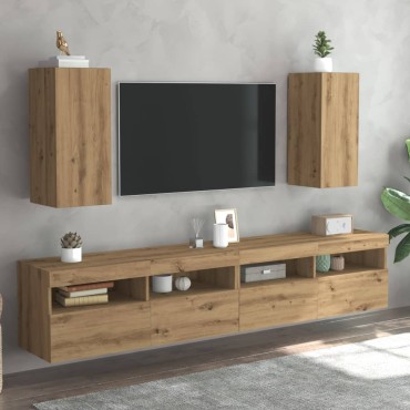 vidaXL Έπιπλα Τηλεόρασης 2 τεμ. Αρτισιανή Δρυς 30,5x30x36cm Επεξ. Ξύλο