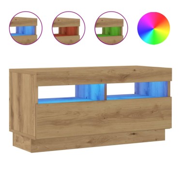 vidaXL Έπιπλο Τηλεόρασης LED Αρτισιανή Δρυς 80x35x40cm Επεξ. Ξύλο