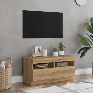 vidaXL Έπιπλο Τηλεόρασης LED Αρτισιανή Δρυς 80x35x40cm Επεξ. Ξύλο