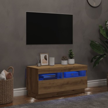 vidaXL Έπιπλο Τηλεόρασης LED Αρτισιανή Δρυς 80x35x40cm Επεξ. Ξύλο
