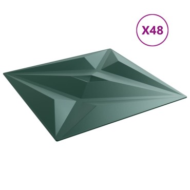 vidaXL Πάνελ Τοίχου 48 τεμ. Πράσινη Σχ. Αστέρι 50x50 εκ. 12 μ² XPS