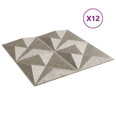 vidaXL Πάνελ Τοίχου 12 τεμ. Τσιμέντο Origami 50 x 50 εκ. 3 μ² XPS