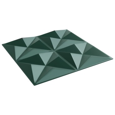 vidaXL Πάνελ Τοίχου 12 τεμ. Πράσινη Origami 50 x 50 εκ. 3 μ² XPS