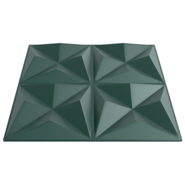 vidaXL Πάνελ Τοίχου 12 τεμ. Πράσινη Origami 50 x 50 εκ. 3 μ² XPS