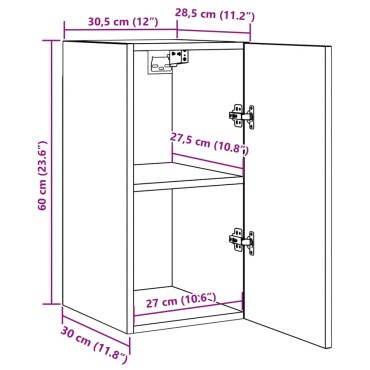 vidaXL Έπιπλο Τηλεόρασης Αρτισιανή Δρυς 30,5x30x60cm Επεξ. Ξύλο