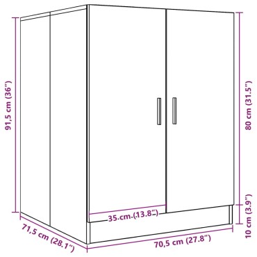 vidaXL Ντουλάπι Πλυντηρίου Αρτισιανή Δρυς 70,5 x 71,5 x 91,5 εκ.